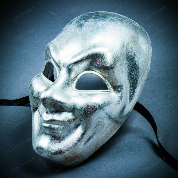 Silver Jester Venetian Halloween Masquerade Mask - Picture 4 of 5